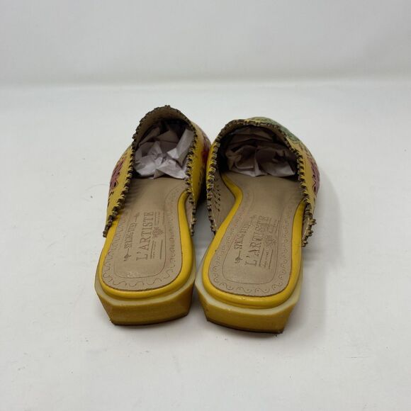 Spring Step L'Artiste Mules Shoes Womens Size 35 Yellow Leather Cutout Floral - Picture 9 of 13